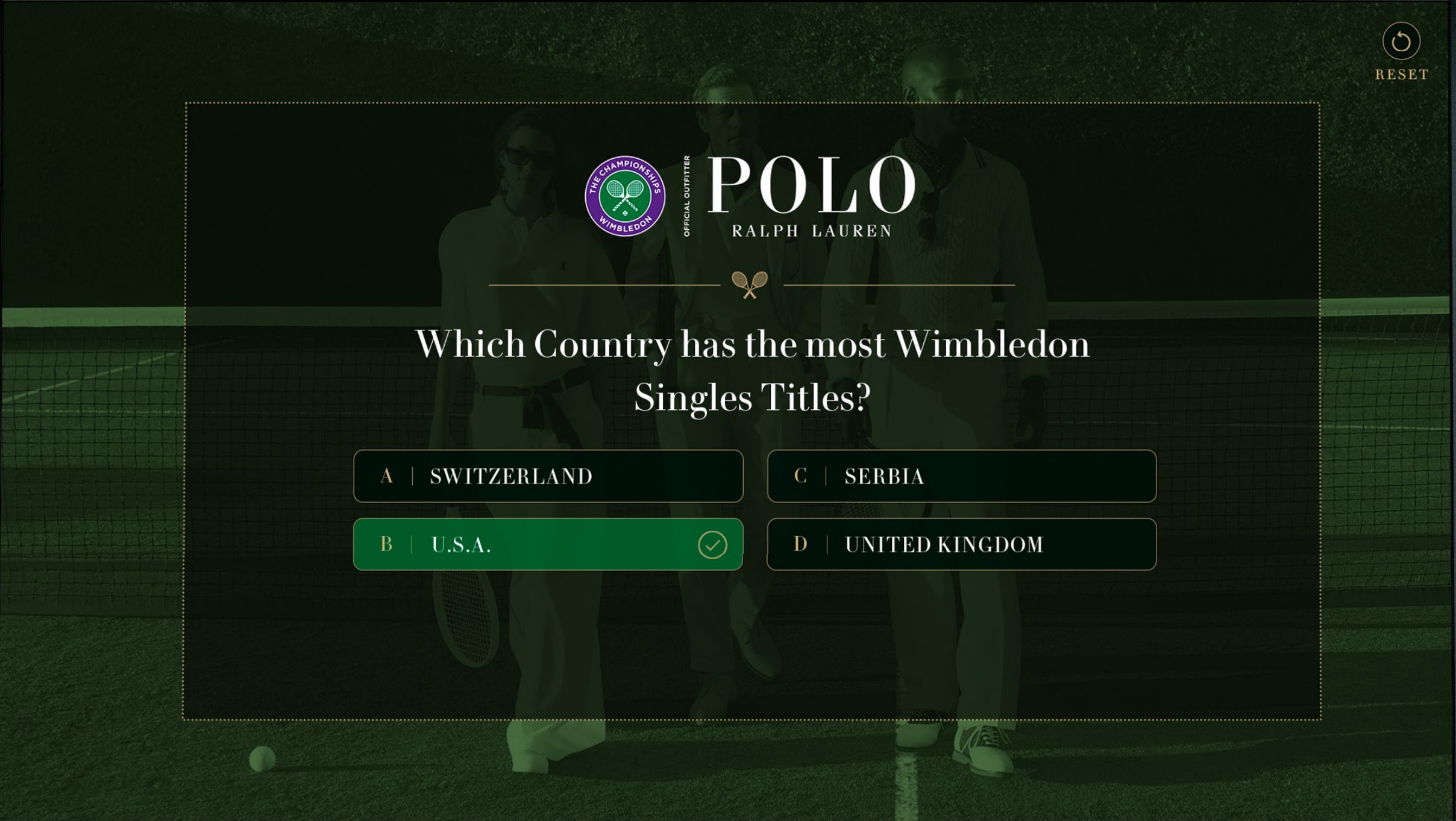 Ralph Lauren Wimbledon interactive quiz